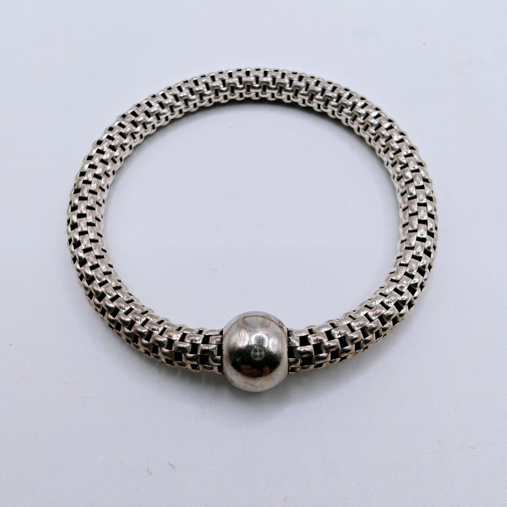 Silpada Italy 925 Sterling Silver Woven Popcorn Stretch Bracelet B1376